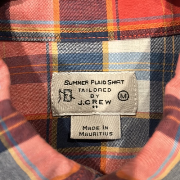 Mens Jcrew Tailored summer plaid, size medium. Red,White,blue - Picture 2 of 3